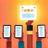 Illustration of diverse hands holding a feedback form
